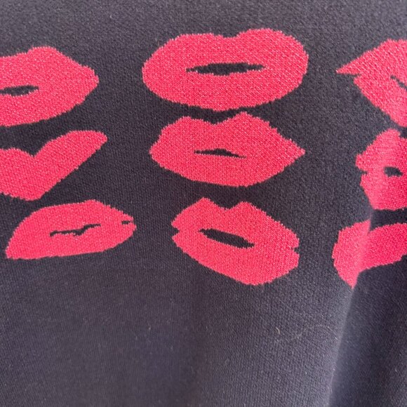 Nanette Lepore Womens Blue Pink Kisses Long Sleeve Pullover Sweater - Size M - Picture 2 of 8